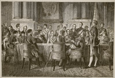 A bécsi kongresszus, a Cassells Illustrated History of England illusztrációja (szépia fotó) alkotó: English School