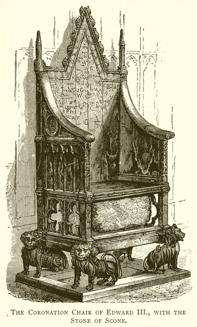 III. Edward koronázási széke, a pogácsa kövével alkotó: English School