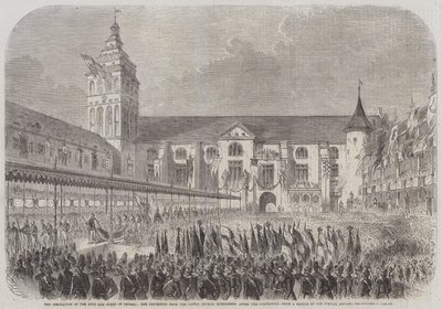 Porosz király és királyné koronázása, körmenet a königsbergi vártemplomból, a koronázás után (metszet) alkotó: English School