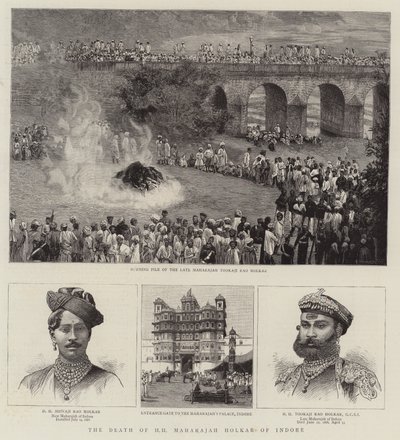 HH Maharajah Holkar indore halála (metszet) alkotó: English School