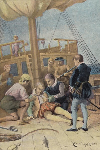 Sir Richard Grenville halála (színes litó) alkotó: English School