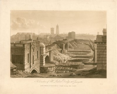 Az Old London Bridge lebontása, 1832. január 26 alkotó: English School