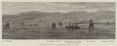 Egy világítótorony lerombolása Belfast Lough-ban (metszet) alkotó: English School