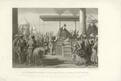 A bengáli, bihari és orisszai Diwani-t az angolok szerezték meg, India, 1765 alkotó: English School