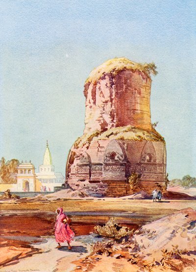 A Dhamek sztúpa, Sarnath, Uttar Pradesh, a The Wonders of the World, kiadó 1920 körül (nyomtatás). alkotó: English School