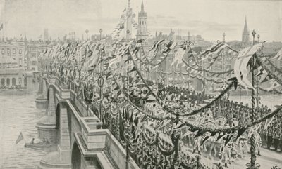 A gyémánt jubileumi körmenet a London hídon alkotó: English School