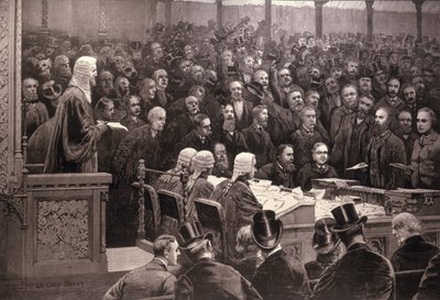 Az Alsóház osztálya az ír otthoni szabály kérdésével kapcsolatban: „Az igen; 311, a Noes; 341”, a „The Illustrated London News”-ból, 1886. december 6. alkotó: English School