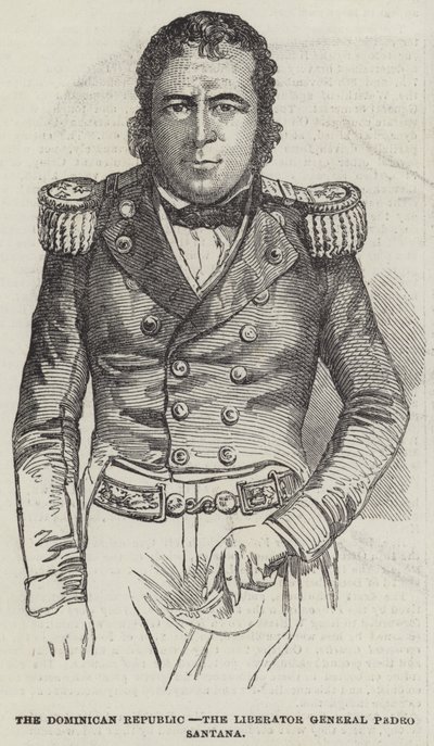 A Dominikai Köztársaság, Pedro Santana felszabadító tábornok (metszet) alkotó: English School
