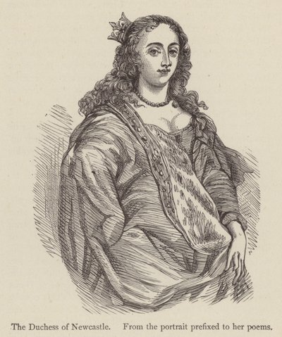 Newcastle hercegné, a versei előtti portrétól (metszet) alkotó: English School
