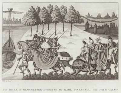 Gloucester hercegét Earl Marshall letartóztatta és Calais-ba küldte alkotó: English School