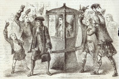 Hamilton hercege a skót parlament épületébe megy alkotó: English School