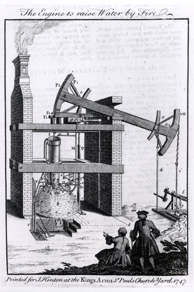 The Engine to Raise Water by Fire, Newcomen gőzgépének diagramja a Universal Magazine számára, 1747 alkotó: English School