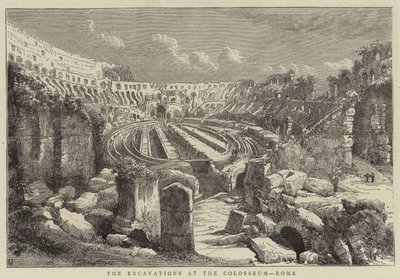 Ásatások a Colosseumban, Róma (metszet) alkotó: English School