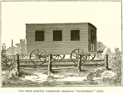 Az első vasúti személyszállító kísérlet (1825) alkotó: English School