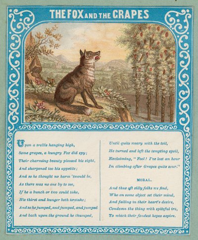 A róka és a szőlő (színes litográfia) alkotó: English School