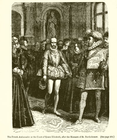 A francia nagykövet Erzsébet királyné udvarában, Szent Bertalan mészárlása után alkotó: English School