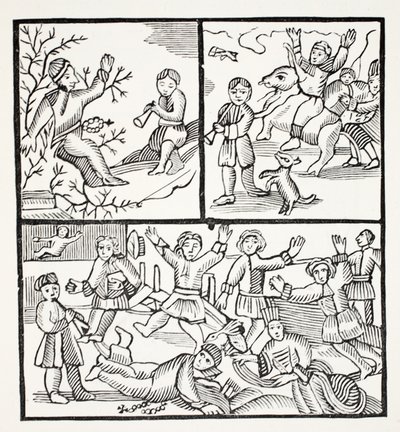 The Fryar and the Boy, illusztráció a Chap-books of the Eightenth Century, John Ashton, pub. 1882 alkotó: English School