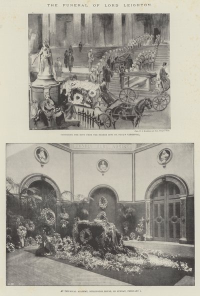 Das Begräbnis von Lord Leighton (Lithografie) von English School