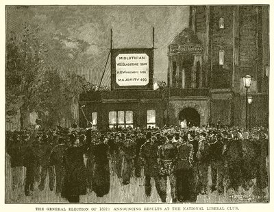 Az 1892-es általános választás: Eredményhirdetés a Nemzeti Liberális Klubban alkotó: English School