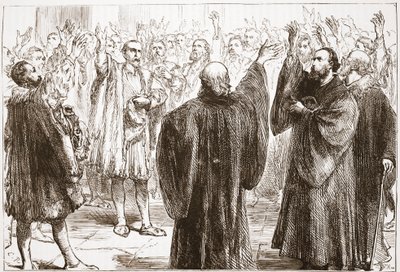 A genfiek felesküdnek a romanizmusról való lemondásra, illusztráció James Aitken Wylie (1808-1890) The History of Protestantism című művéből, pub. 1878 alkotó: English School