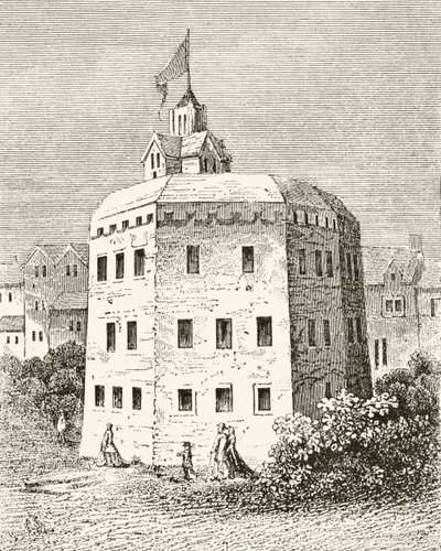 The Globe Theatre, Southwark, William Hickman Smith Aubrey (1858-1916) „Anglia nemzeti és hazai története” című könyvéből, London, 1890 körül. alkotó: English School