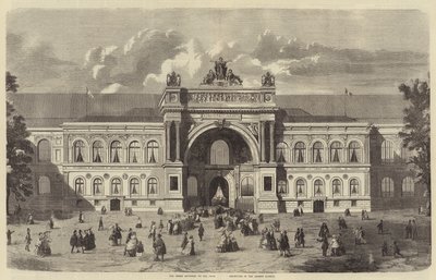 A párizsi kiállítás nagy bejárata, a Champs Elyseesben (metszet) alkotó: English School