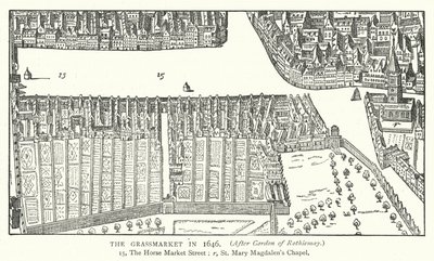 Der Grassmarket im Jahr 1646 (Stich) von English School
