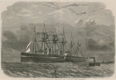 A Great Eastern elhagyja a Southampton vizét New Yorkba az első útján alkotó: English School