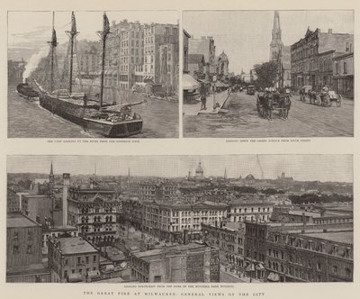 Nagy tűzvész Milwaukee-ban, Általános kilátás a városra (metszet) alkotó: English School