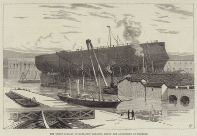 A nagy olasz fellegvár, a Lepanto, indulásra készen Leghornnál (metszet) alkotó: English School