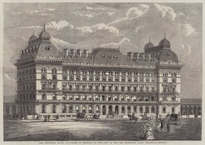 A Grosvenor Hotel, az építés során a régi Grosvenor-medence helyén, Belgravia (metszet) alkotó: English School