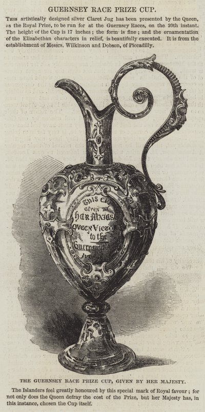 A Guernsey Race Prize Cup, Őfelsége adományozta (metszet) alkotó: English School