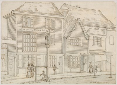 A Hare and Hounds, Islington, lebontották 1840-ben (tinta papíron) alkotó: English School