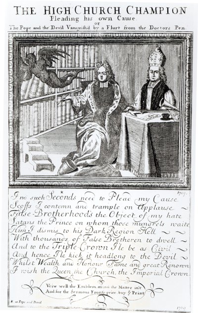 A főegyház bajnoka, saját ügyét képviselve, 1709 alkotó: English School
