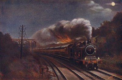 The Hook of Holland Express by Night, Liverpool Street állomás a Parkeston Quay-ig (Harwich), Great Eastern Railway alkotó: English School