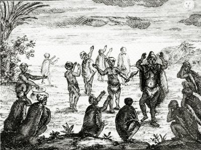 A hotentoták imádják a Holdat, illusztráció Peter Kolb „A Jóreménység fokának jelenlegi állapota” című művéből, 1731-ben. alkotó: English School