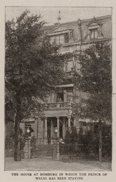 A Homburg-i ház, amelyben a walesi herceg tartózkodott (metszet) alkotó: English School