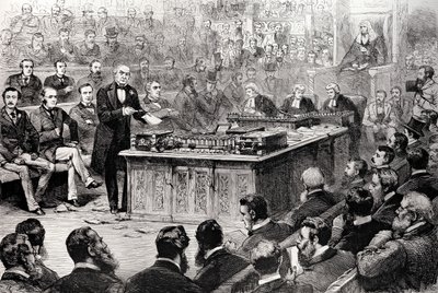 Az alsóház április 8-án, csütörtökön: Vita Írország kormányáról, a „The Illustrated London News”-ból, 1886. április 17. alkotó: English School