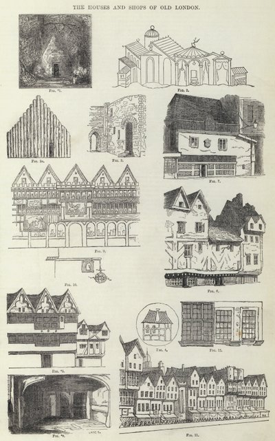 Old London házai és üzletei (metszet) alkotó: English School