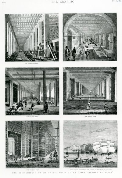 Az indokínai ópiumkereskedelem: jegyzetek egy patnai ópiumgyárban, a The Graphicból, 1882 alkotó: English School