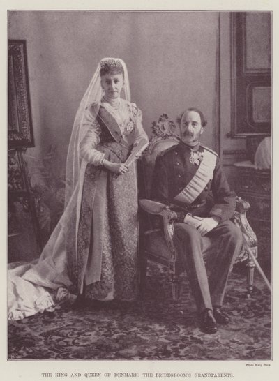 Dánia királya és királynője, a vőlegény nagyszülei (metszet) alkotó: English School