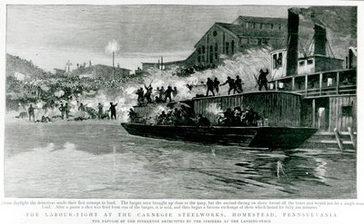 A munkásharc a Carnegie Steelworks-ben, Homestead, Pennsylvania, a „The Graphic”-ból, 1892. július 30. (litho) alkotó: English School
