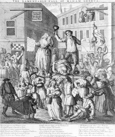 Madame Genf siralmas bukása, 1736 alkotó: English School