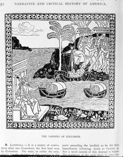 The Landing of Columbus, a „The Narrative and Critical History of America” II. kötetéből, Justin Winsor szerkesztette, London, 1886 alkotó: English School