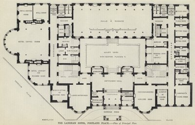 The Langham Hotel, Portland Place (metszet) alkotó: English School
