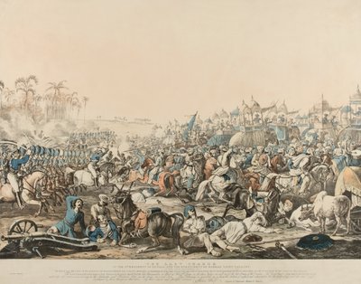 „A bengáli 6. ezred (sic) és a Madras könnyűlovasság 6. ezredének utolsó rohama 1817. december 16-án” (színes litó) alkotó: English School