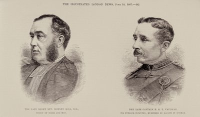 A néhai jobboldali tiszteletes Rowley Hill, Sodor és Man püspöke és E. B. T. Vaughan néhai kapitány, a 6. panjaub gyalogság, Dacoits gyilkolta meg Burmahban, a The Illustrated London Newsból, 1887. június 18. alkotó: English School