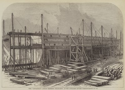 A "Leviathan" (nagy keleti) gőzhajó, ahogyan 1855 elején megjelent (metszet) alkotó: English School