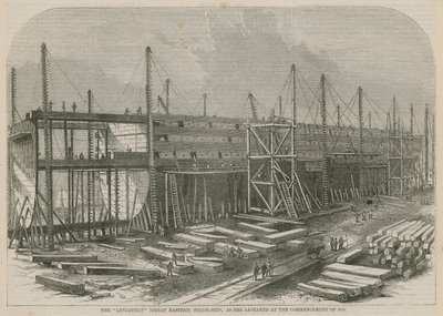 A Leviathan (Nagy Keleti) gőzhajó, ahogyan 1855 elején megjelent alkotó: English School