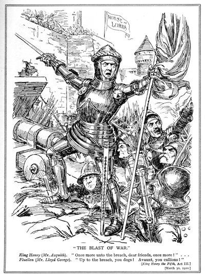 A liberálisok Asquith és LLoyd George vezetésével megtámadják a Lordok Házát, 1910 alkotó: English School